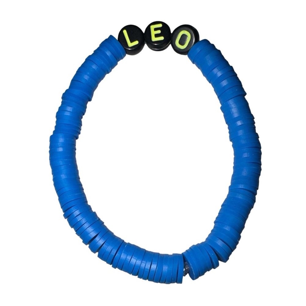 3 FOR $10 HANDCRAFTED Vibrant Blue Clay “Leo” Colourful Beaded Bracelet